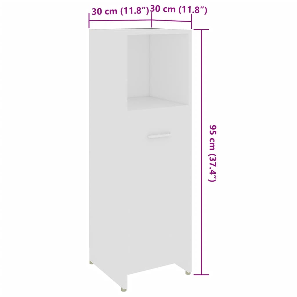 vidaXL 3-dielna súprava kúpeľňového nábytku, biela, drevotrieska