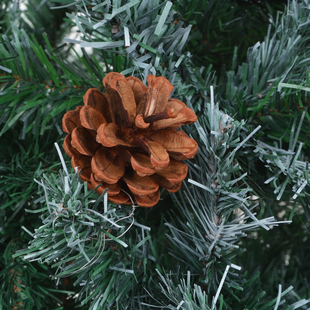 vidaXL Umelý vianočný stromček LED a borovicové šišky 210 cm