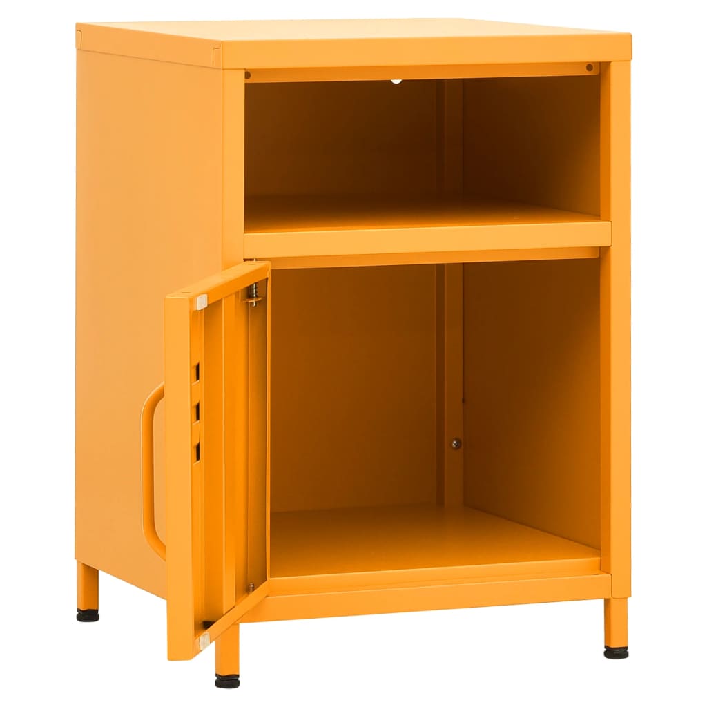 vidaXL Nočný stolík horčicovo-žltý 35x35x51 cm oceľ