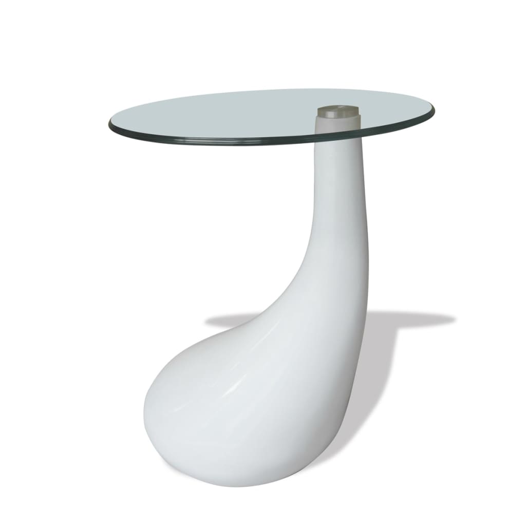 vidaXL Konferenčný stolík, okrúhla sklenená doska, vysoký lesk, biely