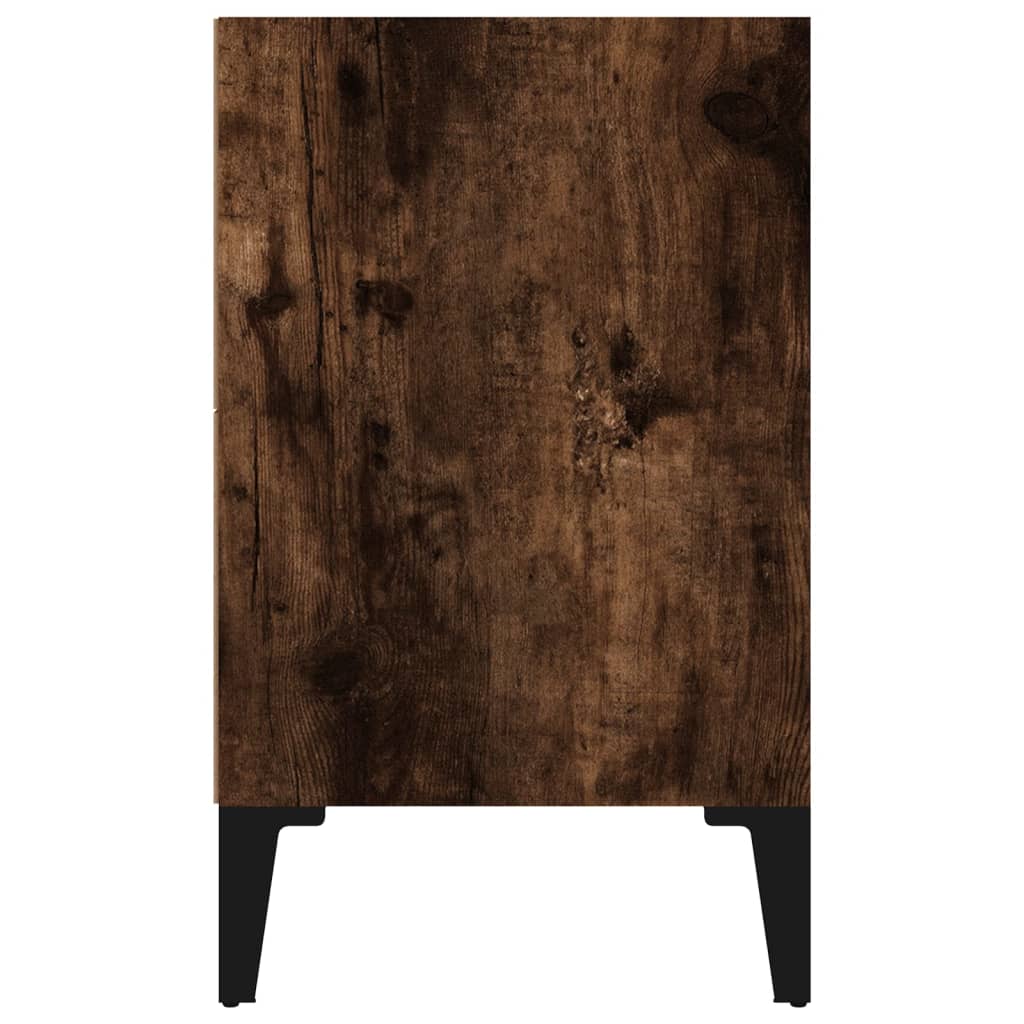 vidaXL Nočný stolík s kovovými nohami dymový dub 40x30x50 cm