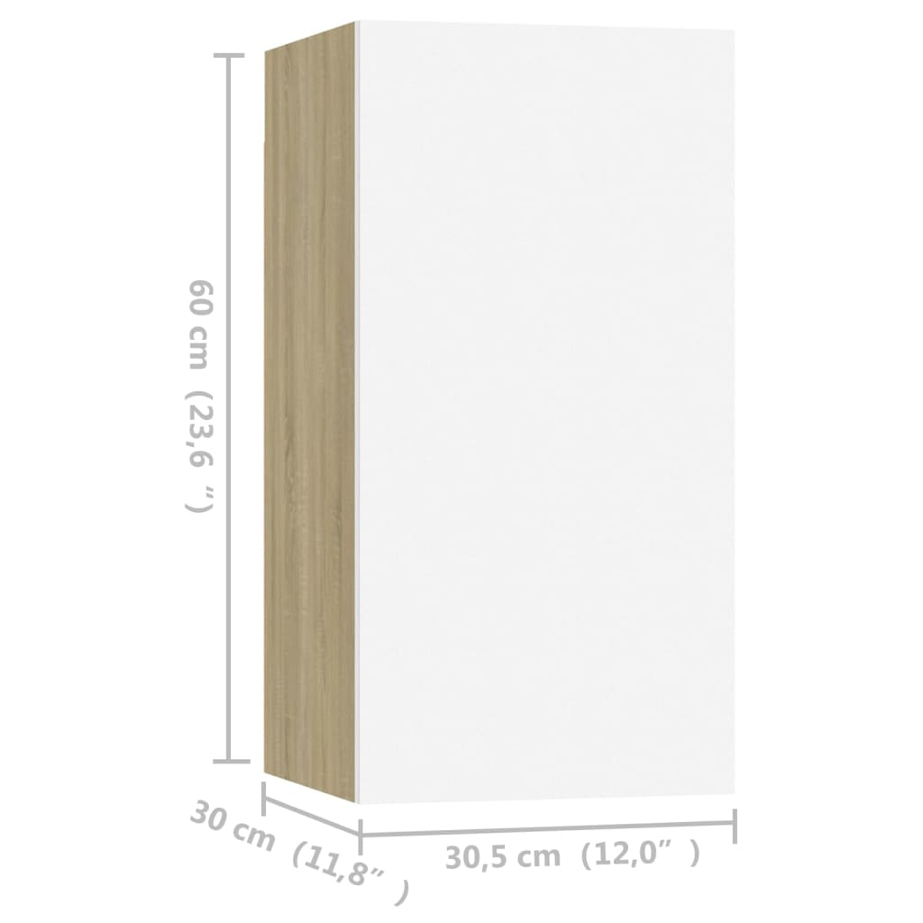 vidaXL TV skrinka, biela a dub sonoma 30,5x30x60 cm, kompozitné drevo