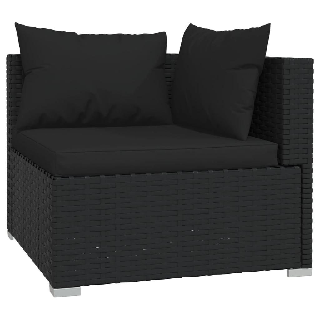 vidaXL 10-dielna záhradná sedacia súprava s vankúšmi polyratan čierna