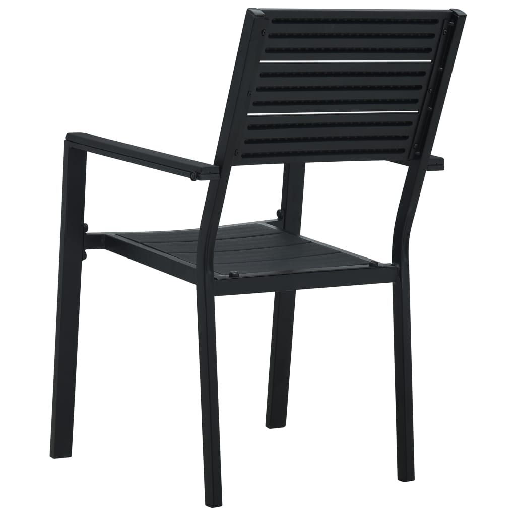 vidaXL Záhradné stoličky 2 ks, čierne, HDPE, drevený vzhľad