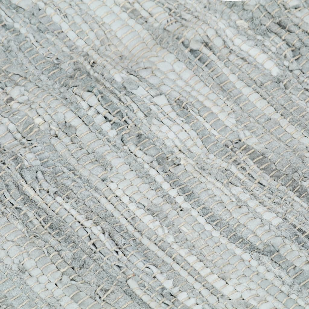 vidaXL Ručne tkaný Chindi koberec sivý 120x170 cm kožený