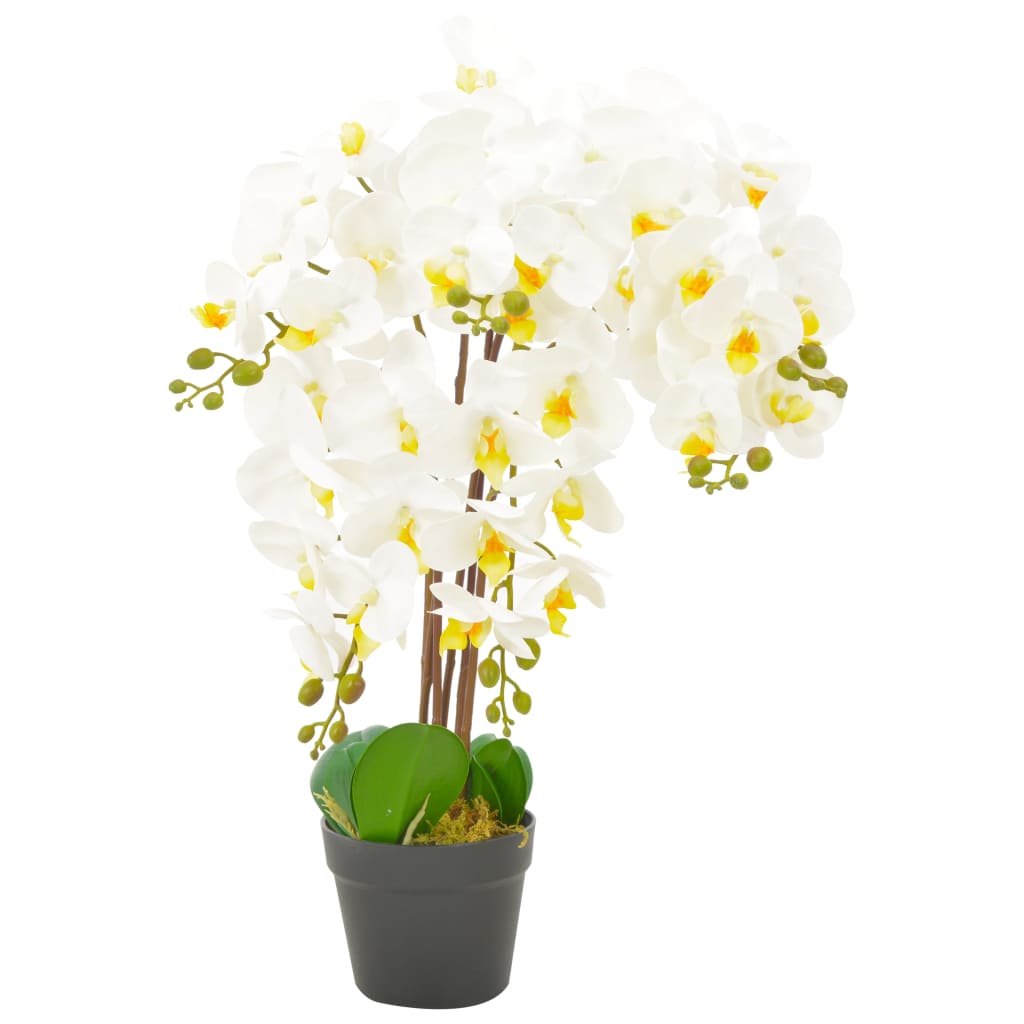 vidaXL Umelá rastlina orchidea s kvetináčom 60 cm biela