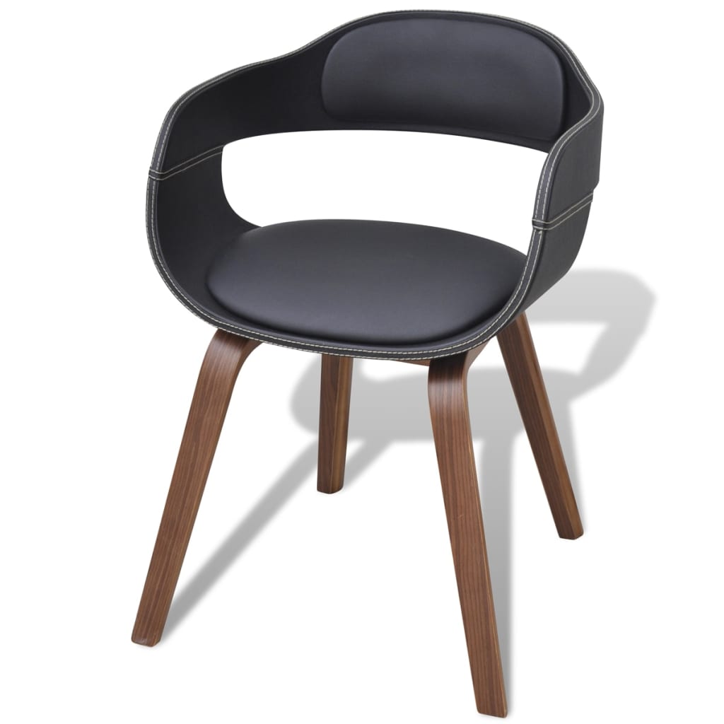 vidaXL Jedálenské stoličky 2 ks čierne ohýbané drevo a umelá koža