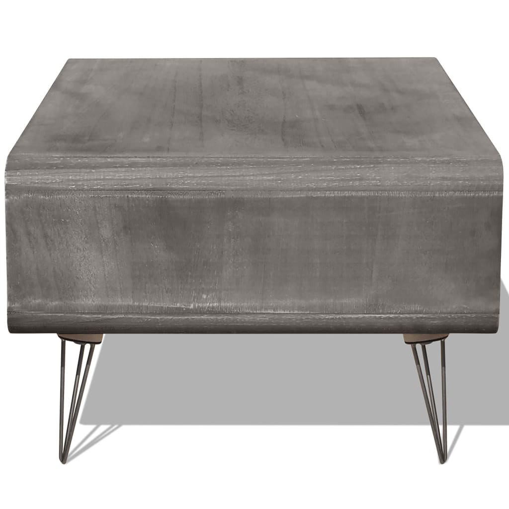 vidaXL Konferenčný stolík 90x55,5x38,5 cm, masív paulovnia, sivý