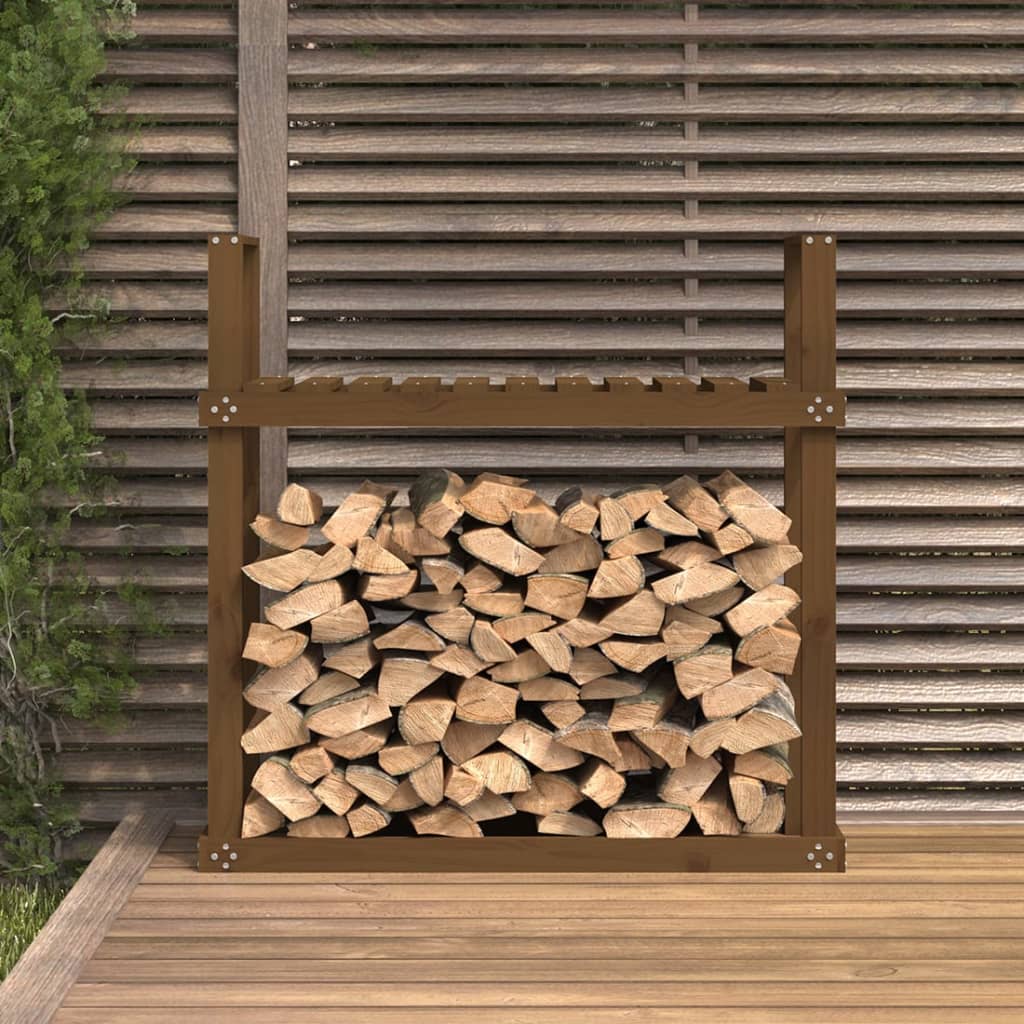 vidaXL Stojan na palivové drevo medový 110x35x108,5cm masívna borovica
