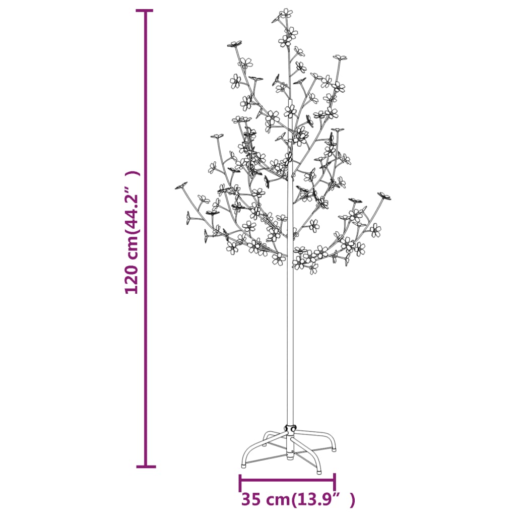 vidaXL Kvitnúca čerešňa LED strom teplé biele 84 LED svetlá 120 cm