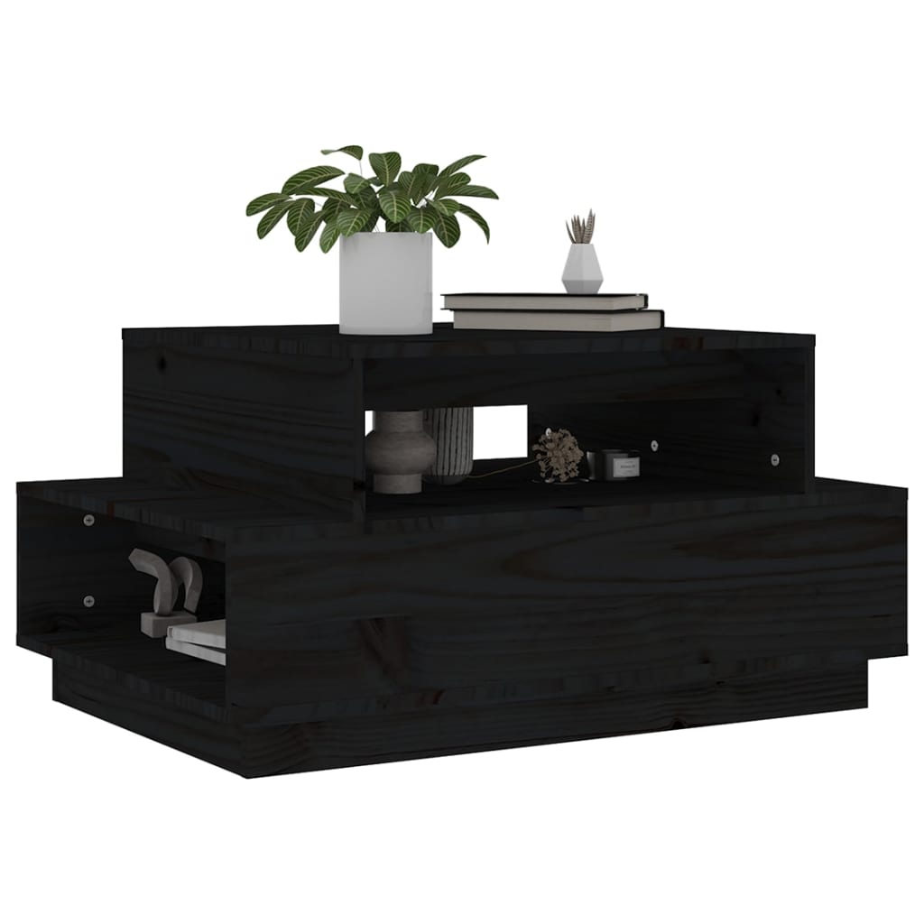 vidaXL Konferenčný stolík čierny 80x55x40,5 cm borovicový masív