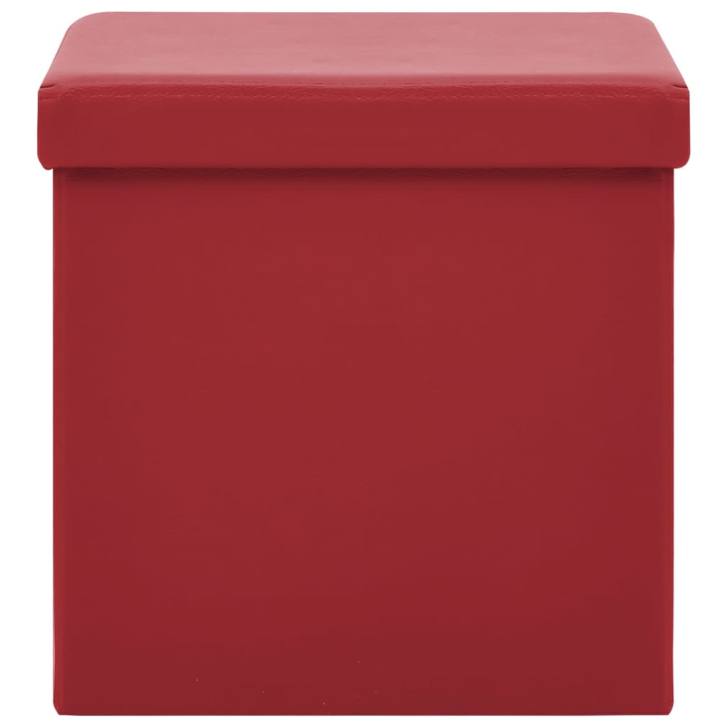 vidaXL Skladacie úložné taburetky 2 ks vínovo-červené PVC