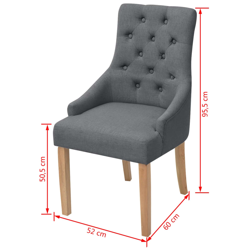 vidaXL Jedálenské stoličky 2 ks, tmavosivé, látka
