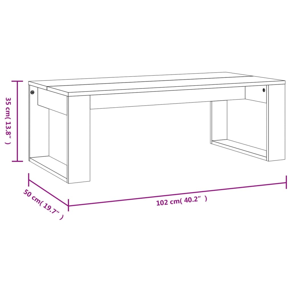 vidaXL Konferenčný stolík hnedý dub 102x50x35 cm kompozitné drevo