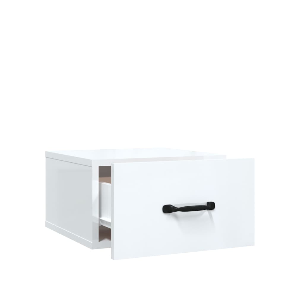 vidaXL Nástenný nočný stolík lesklý biely 35x35x20 cm