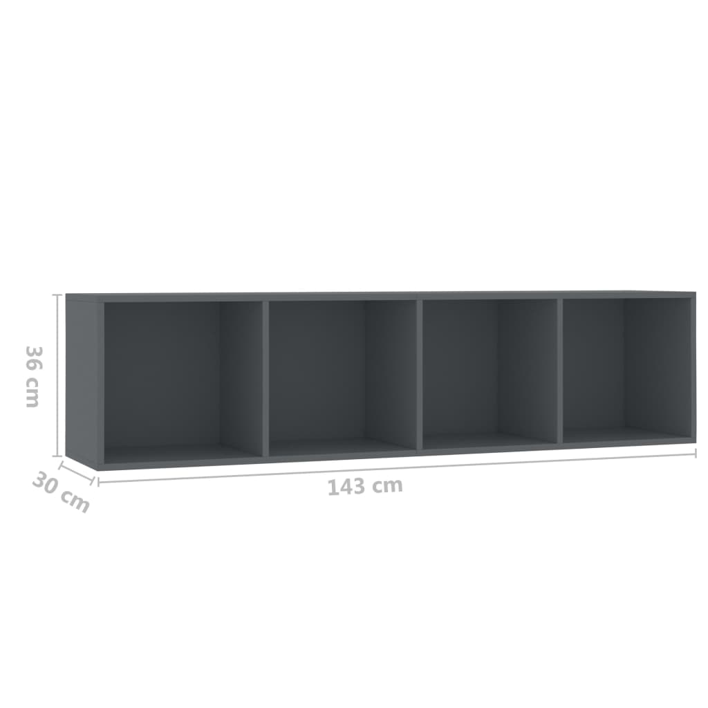 vidaXL Knižnica/TV skrinka, sivá 143x30x36 cm