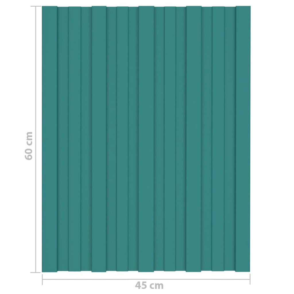 vidaXL Strešné panely 36 ks pozinkovaná oceľ zelené 60x45 cm