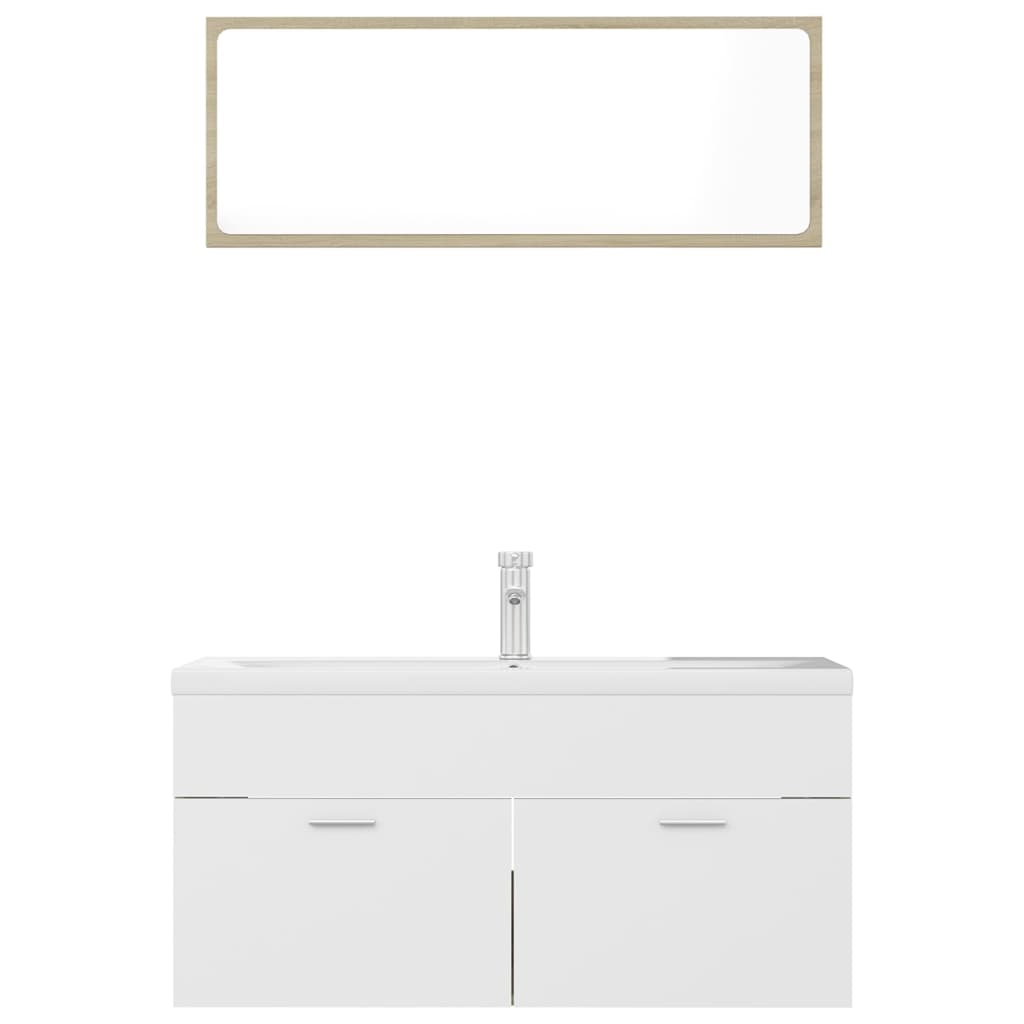 vidaXL Súprava kúpeľňového nábytku biela a dub sonoma drevotrieska