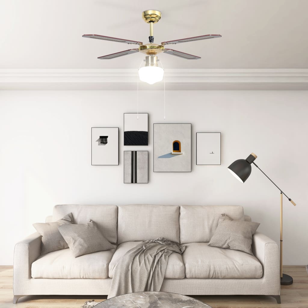 vidaXL Stropný ventilátor s osvetlením 106 cm hnedý