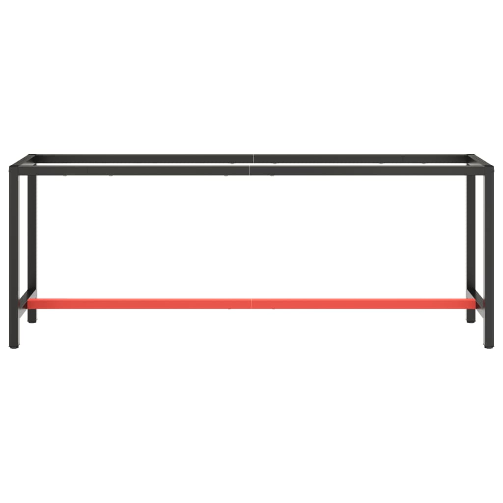 vidaXL Rám pracovného stola matný čierny a červený 210x50x79 cm kovový
