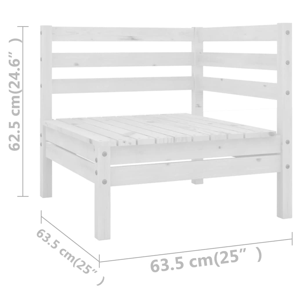 vidaXL 5-dielna záhradná sedacia súprava biela masívne borovicové drevo