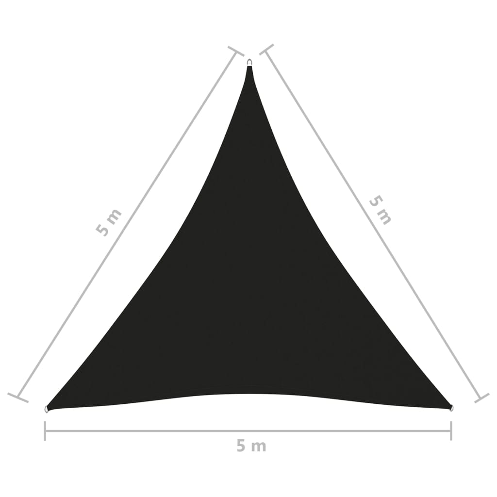 vidaXL Tieniaca plachta oxfordská látka trojuholníková 5x5x5 m čierna