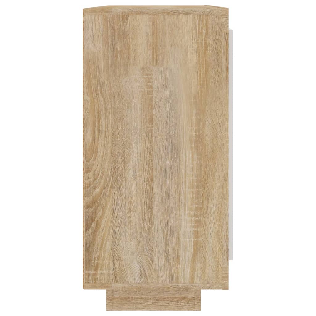 vidaXL Komoda biela a dub sonoma 92x35x75 cm spracované drevo