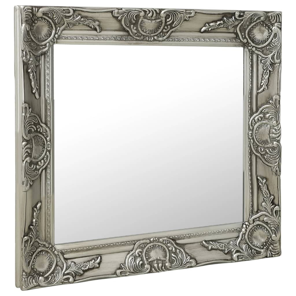 vidaXL Nástenné zrkadlo v barokovom štýle 60x60 cm strieborné