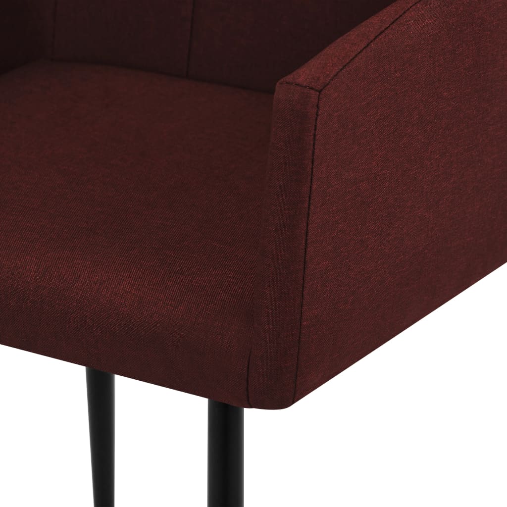 vidaXL Jedálenské stoličky s opierkami 2 ks, vínovo červené, látka
