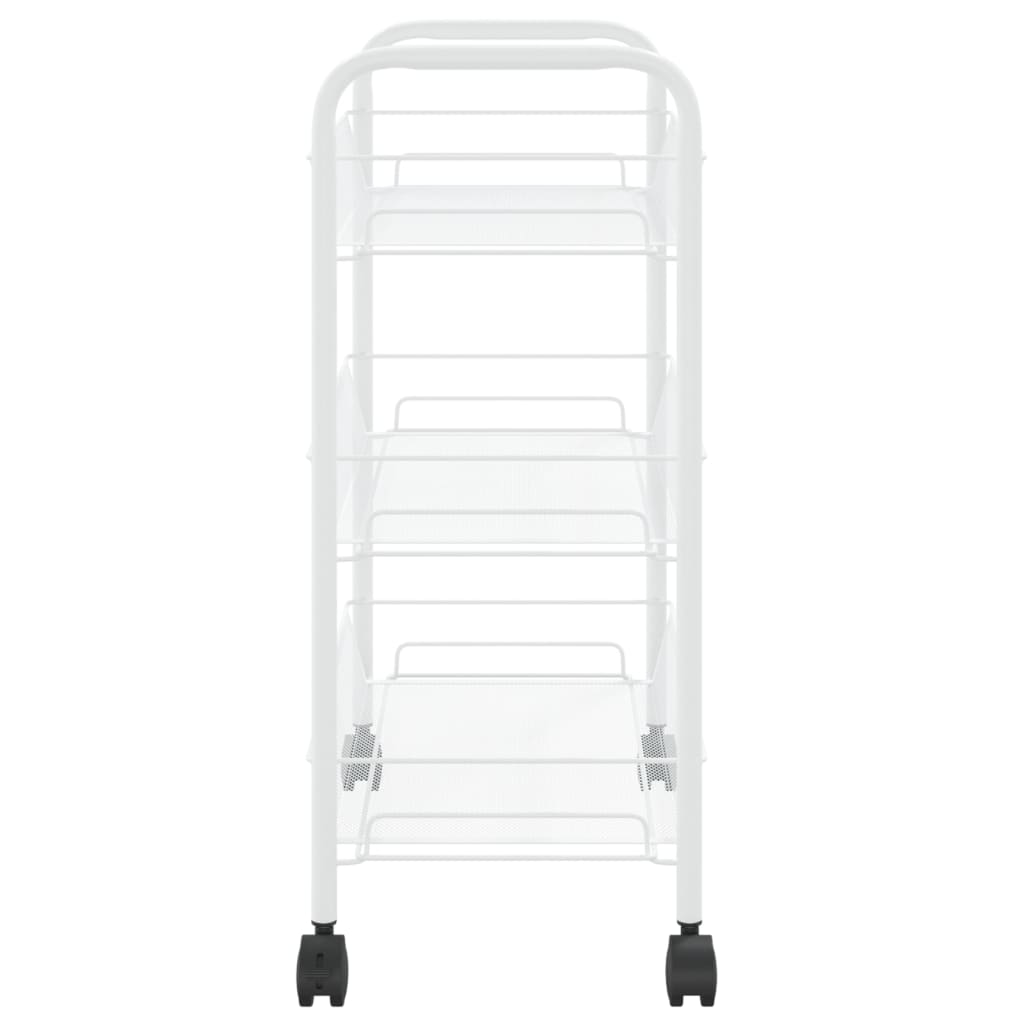 vidaXL 3-poschodový kuchynský vozík biely 46x26x64 cm železný