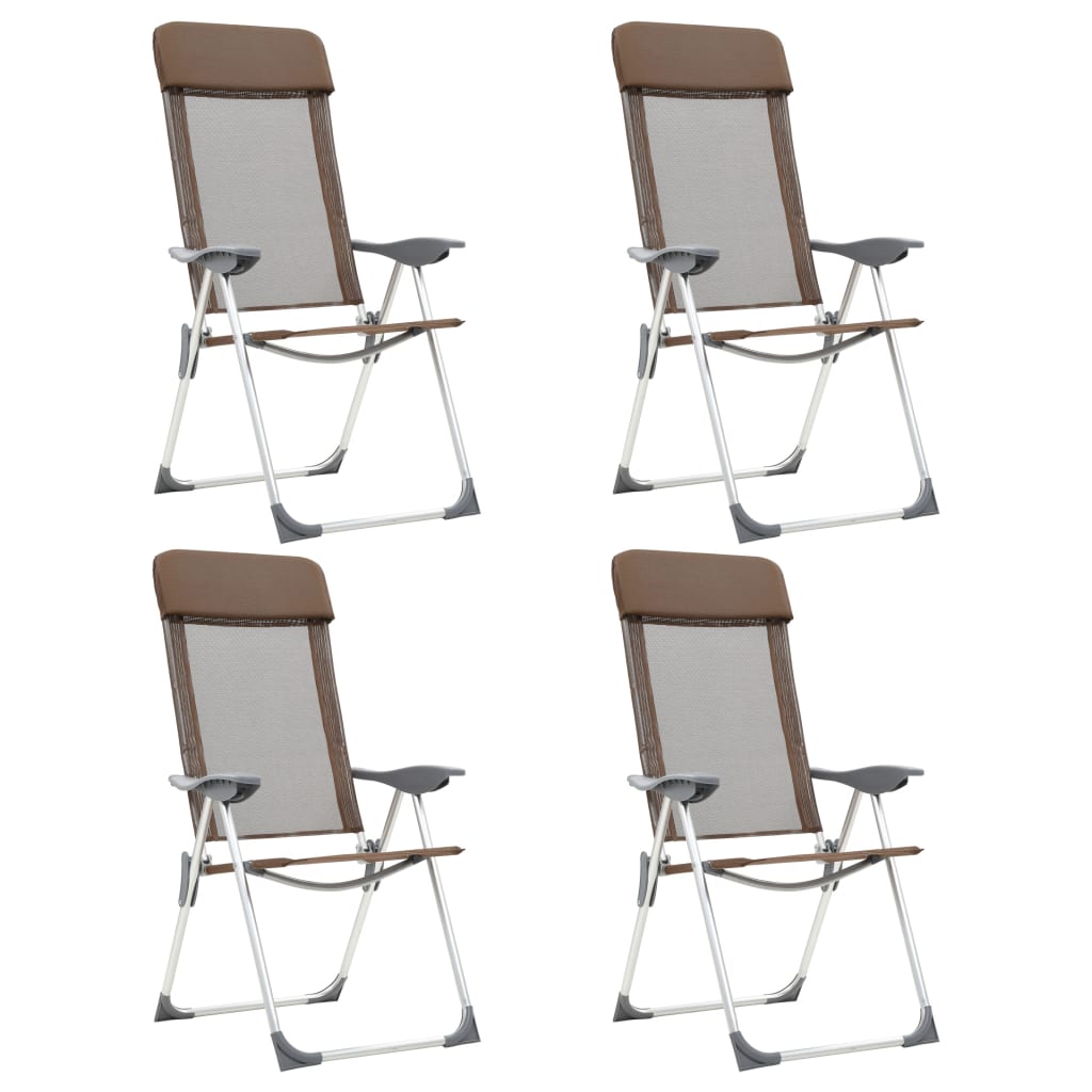 vidaXL Skladacie kempingové stoličky 4 ks, hnedé, hliník