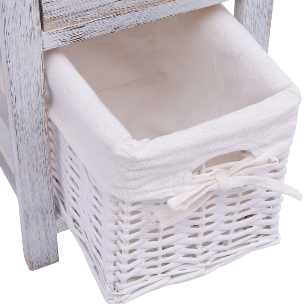 vidaXL Nočný stolík, drevený, biely