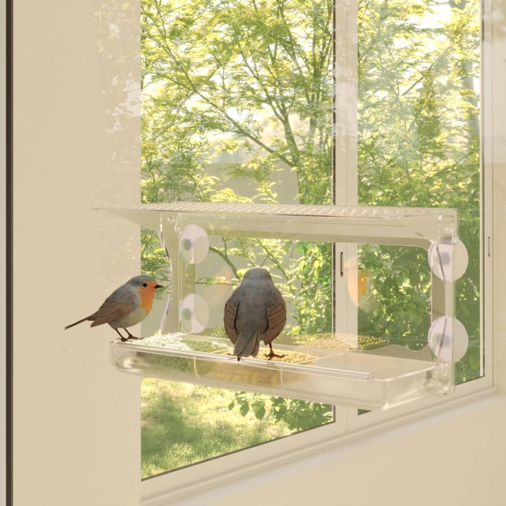 vidaXL Kŕmidlá pre vtáky na okno 2 ks akrylové 30x12x15 cm