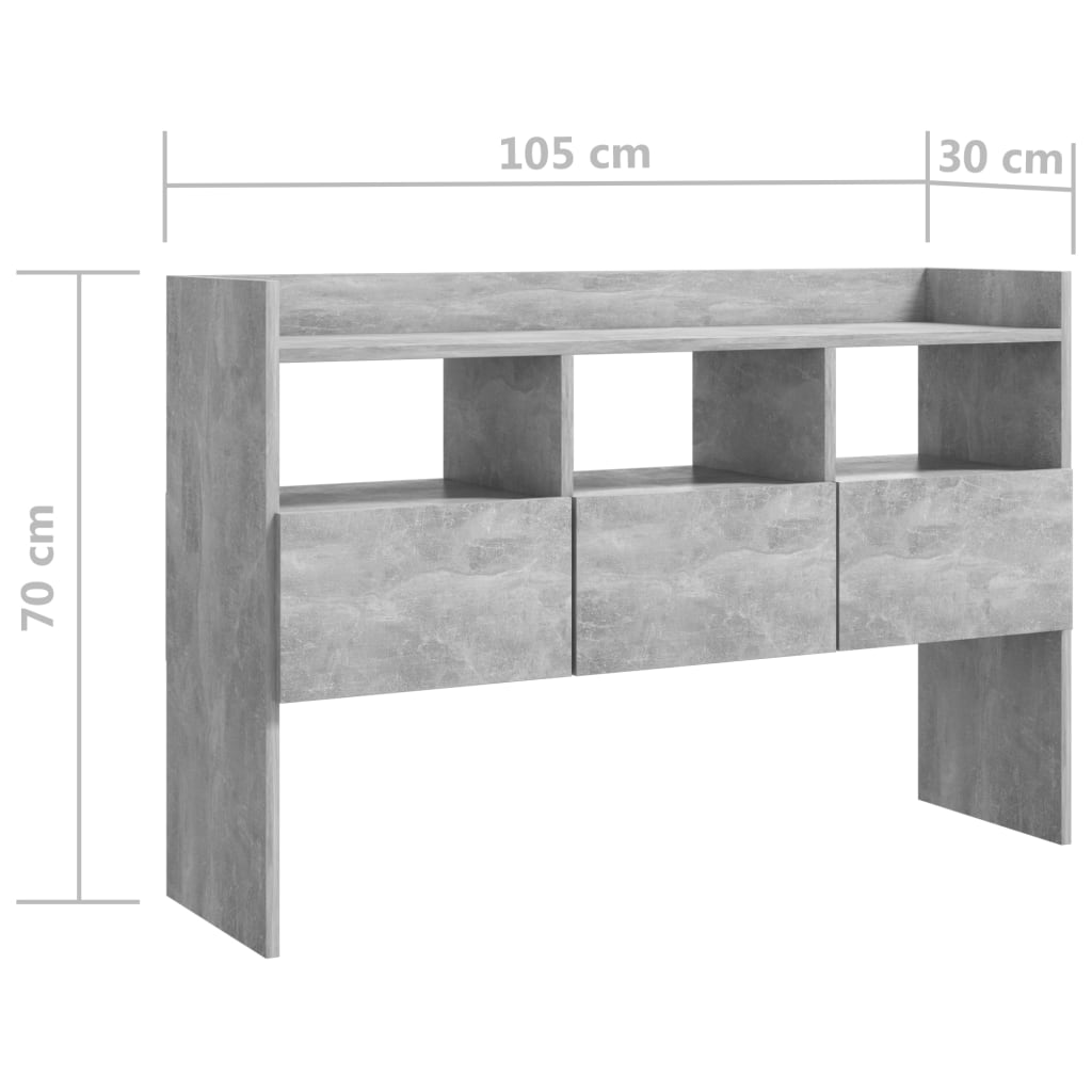 vidaXL Komoda lesklá betónovo-sivá 105x30x70 cm drevotrieska