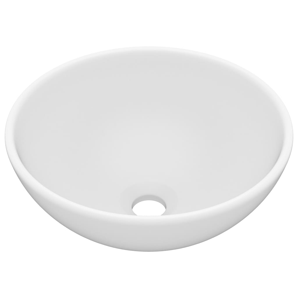 vidaXL Luxusné umývadlo, okrúhle, matné biele 32,5x14 cm, keramika