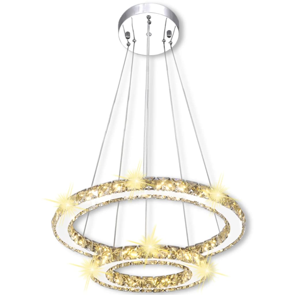 Krištáľová závesná LED lampa s dvojitým prstencom 23,6 W