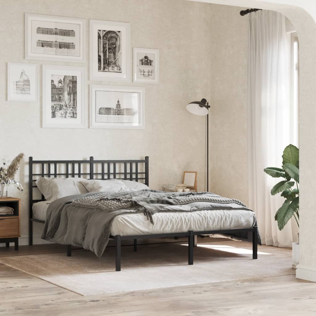 vidaXL Kovový rám postele s čelom čierny 135x190 cm