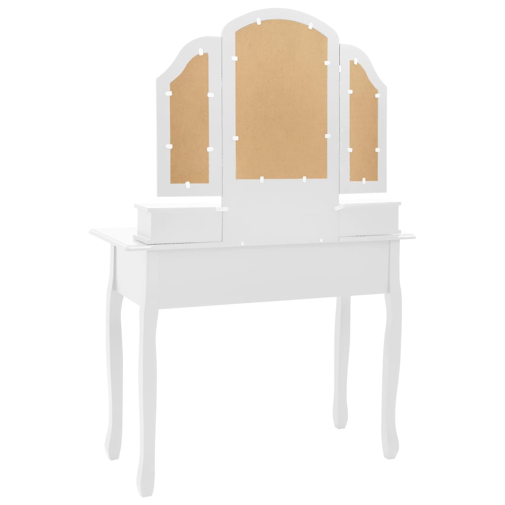 vidaXL Toaletný stolík so stoličkou biely 100x40x146 cm drevo paulovnie