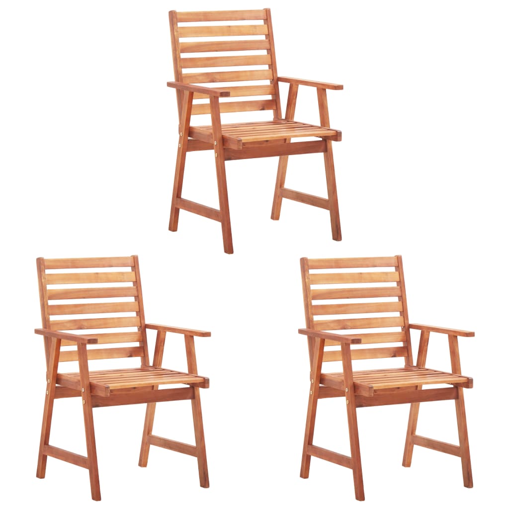 vidaXL Vonkajšie jedálenské stoličky s podložkami 3 ks masívna akácia