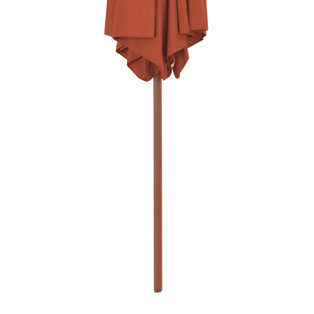 vidaXL Vonkajší slnečník s drevenou tyčou 270 cm tehlovo-červený