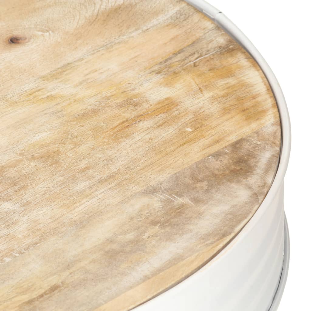 vidaXL Konferenčný stolík biely 68x68x36 cm masívne mangovníkové drevo