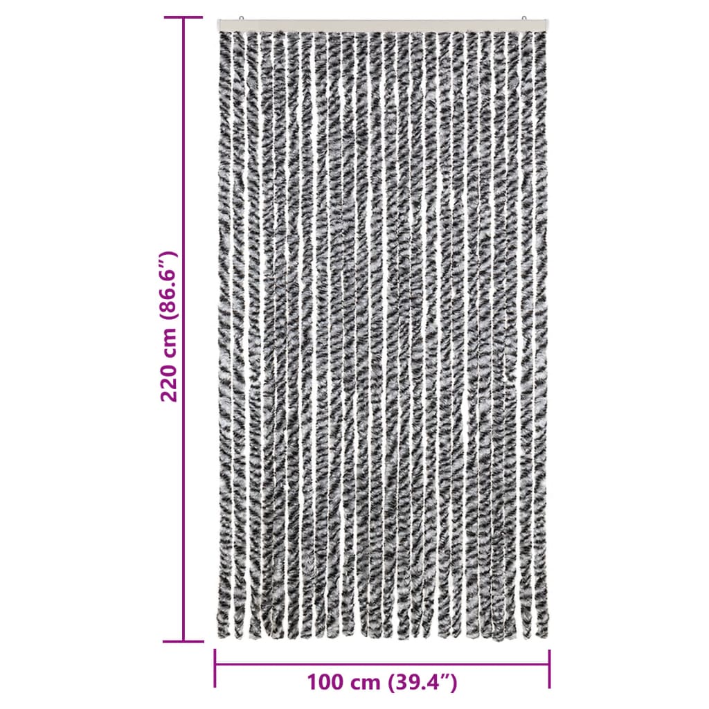 vidaXL Záves proti hmyzu, sivo čierno biely 100x220 cm, ženilka