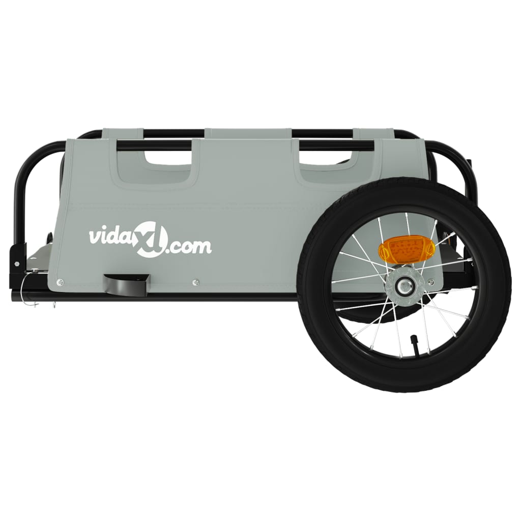 vidaXL Príves na bicykel sivý oxfordská látka a železo