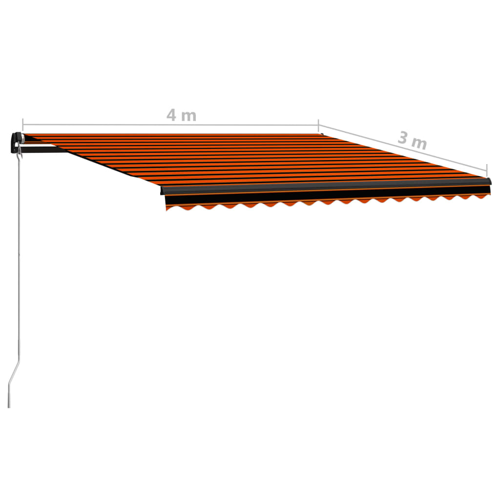 vidaXL Ručne zaťahovacia markíza s LED 400x300 cm oranžovo-hnedá