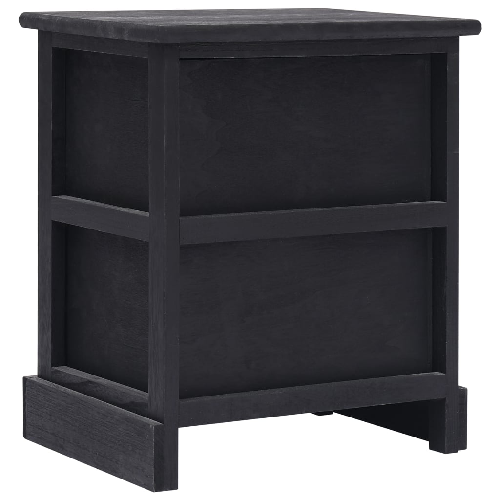 vidaXL Nočný stolík, čierny 38x28x45 cm, drevo paulovnie