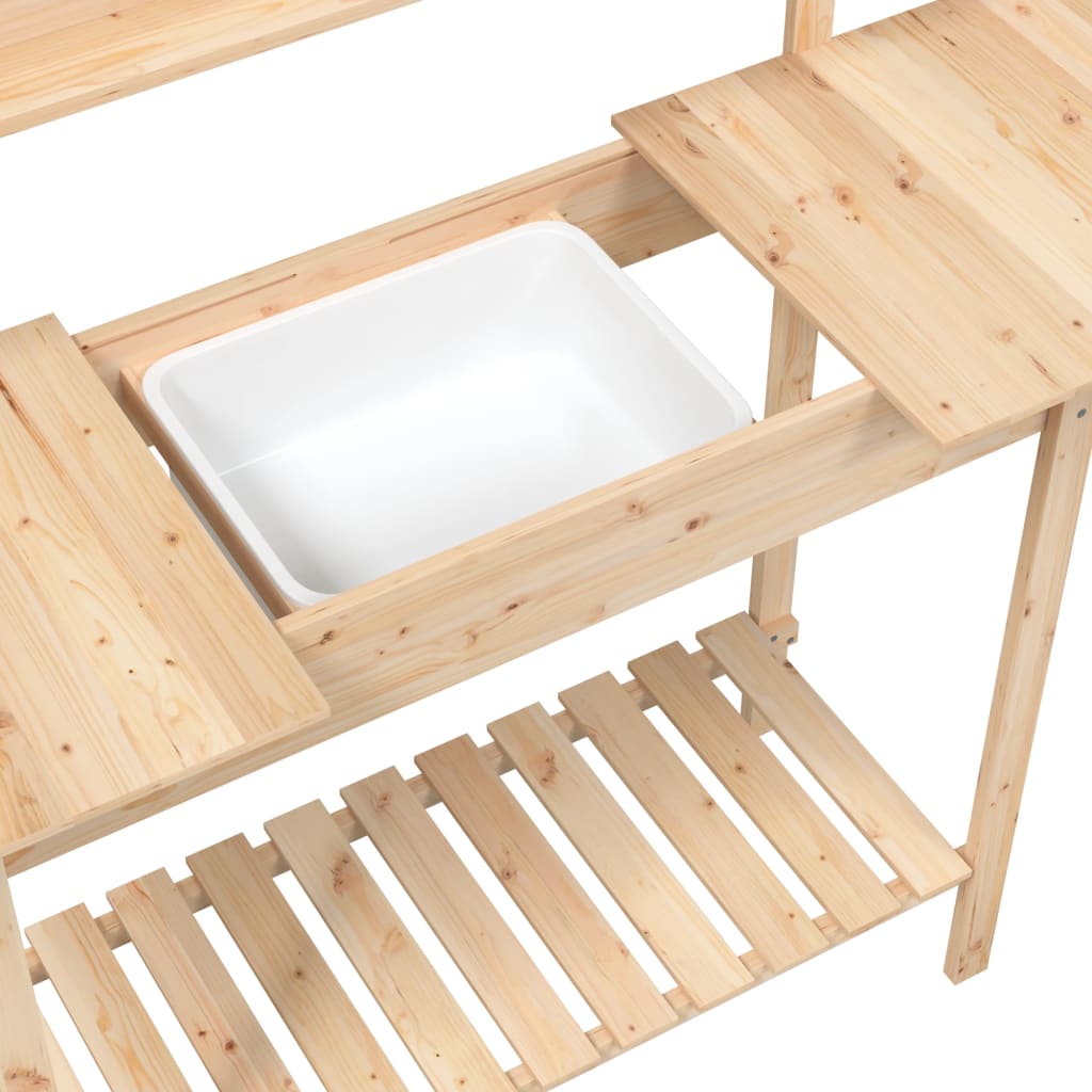 vidaXL Stôl na presádzanie s umývadlom hnedý 147,5x44x139,5 cm jedľa