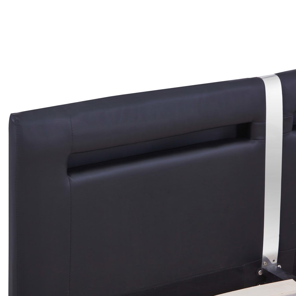 vidaXL Posteľný rám s LED, čierny, umelá koža 160x200 cm