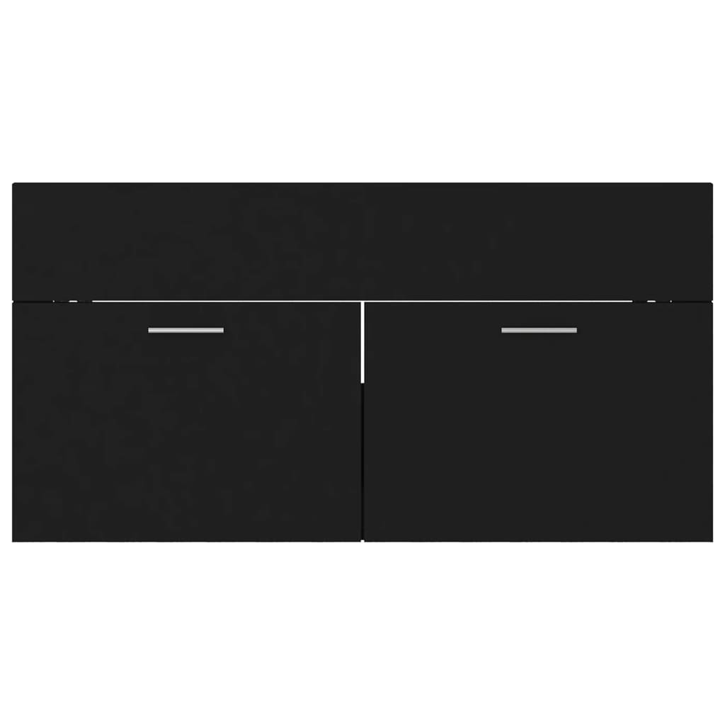 vidaXL Súprava kúpeľňového nábytku čierna drevotrieska