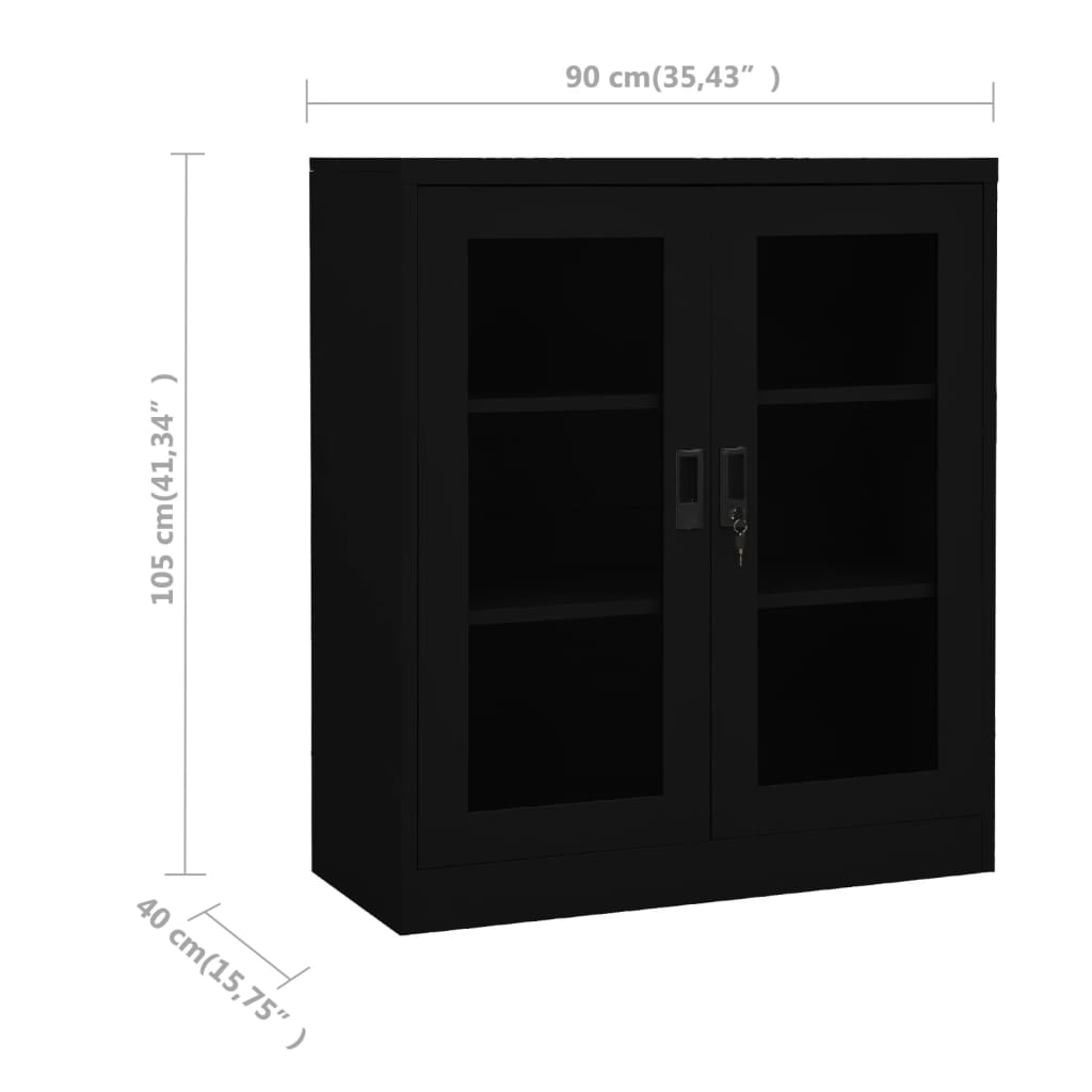 vidaXL Kancelárska skriňa čierna 90x40x105 cm oceľová