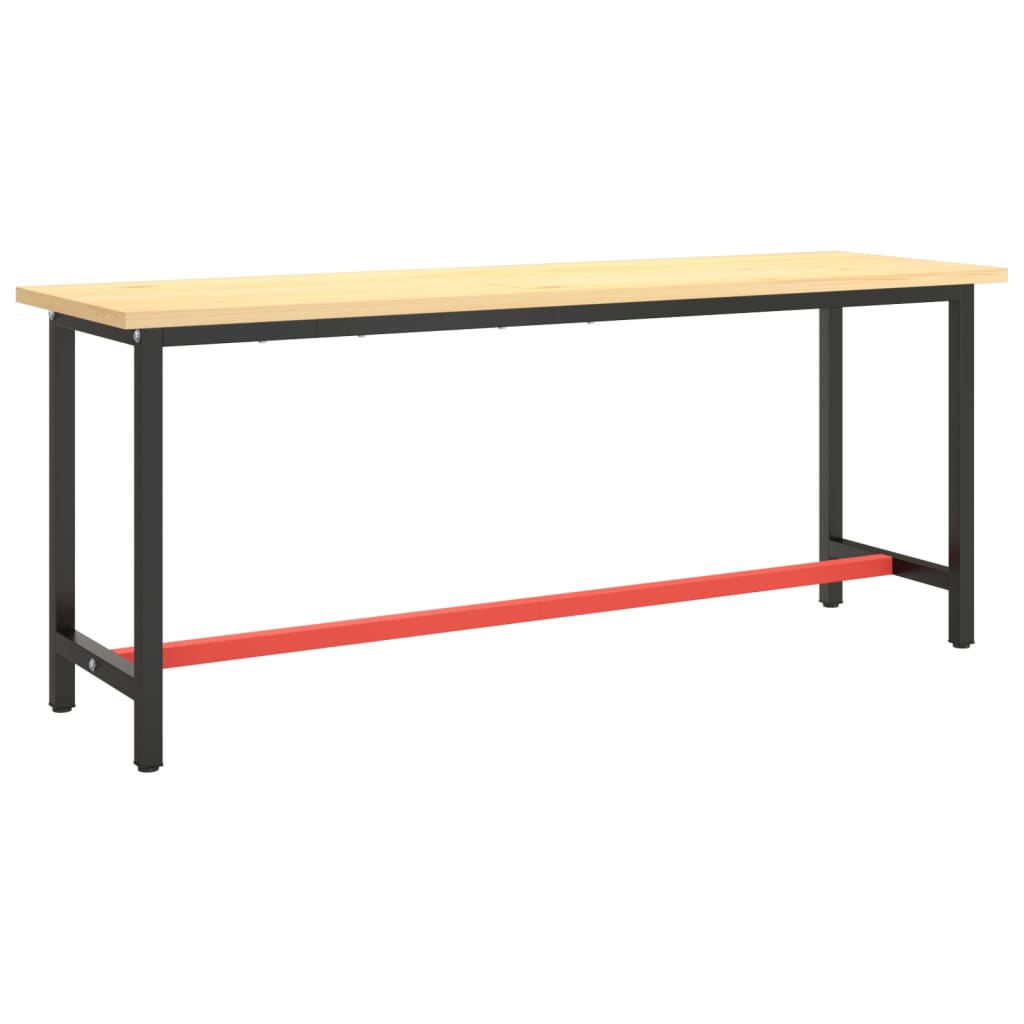 vidaXL Rám pracovného stola matný čierny a matný červený 190x50x79 cm kov